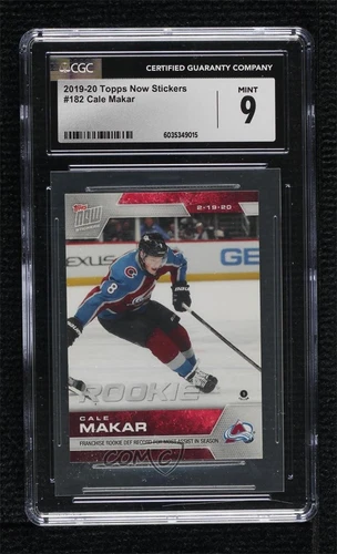 2019-20 Topps Now NHL Stickers /1028 Cale Makar #182 CGC 9 Mint Rookie RC