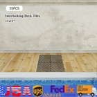 12x12x0.5 Inch 55PC Deck Tile Black Rubber Tiles Interlocking Garage Floor Tiles