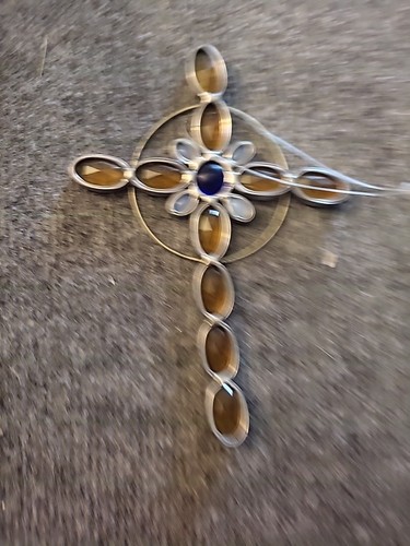 Simple Stained Glass Cross Handmade Charm Suncatcher Window Hanging - Picture 3 of 4