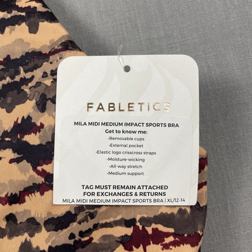 Fabletics Sports Bra Women’s Size XL Camo Mila Midi Medium Impact NEW WITH TAGS! - Picture 4 of 11