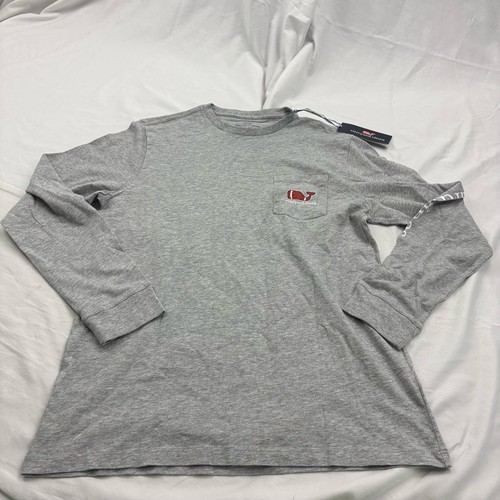 Vineyard Vines Boys Long Sleeve Shirt Gray Football Whale Logo Youth XL New - Picture 3 of 13