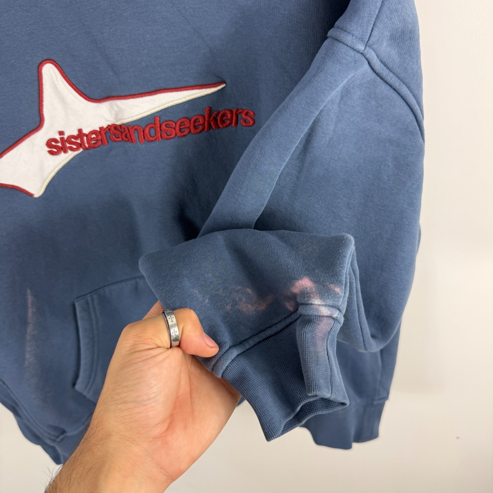 Women's Sisters and Seekers Blue Space Shuttle Heavyweight Oversized Lrg Hoodie image 5