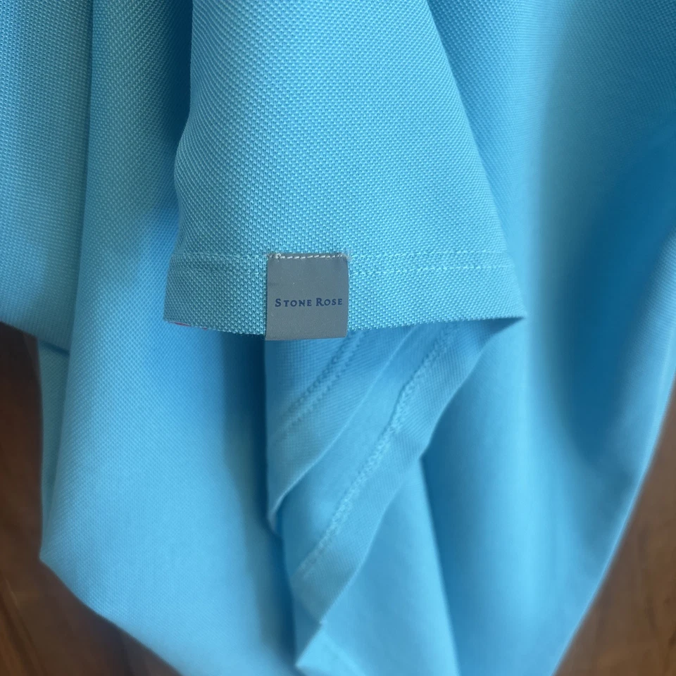 Stone Rose Men's Hi Tech Dress wear Polo Shirt. Aqua Color. Size XL - Image 4 of 4