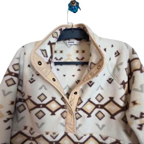 Pullover Sonoma polar estampado azteca beige marrón cuarto a presión pequeño - Imagen 2 de 13