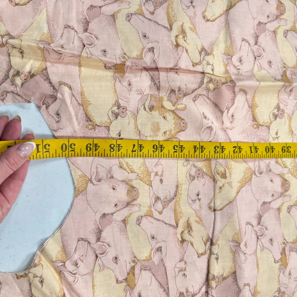 tela vintage tradiciones algodón rosa cerdos 44x50 1,30 yardas años 90 1891 Foto 4 de 4