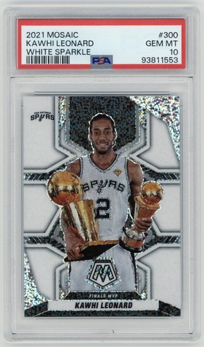 2021 Panini Mosaic Kawhi Leonard Finals MVP White Sparkle SP #300 Spurs PSA 10