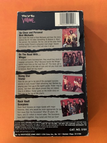 Turn Up The Volume 1 VHS Bon Jovi Poison Scorpions Winger Complete W/Sticker - Picture 2 of 6