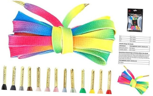 Loop King Shoe Laces- Premium Flat Cotton 5-6 Eyelets / 90cm / 36" Rainbow