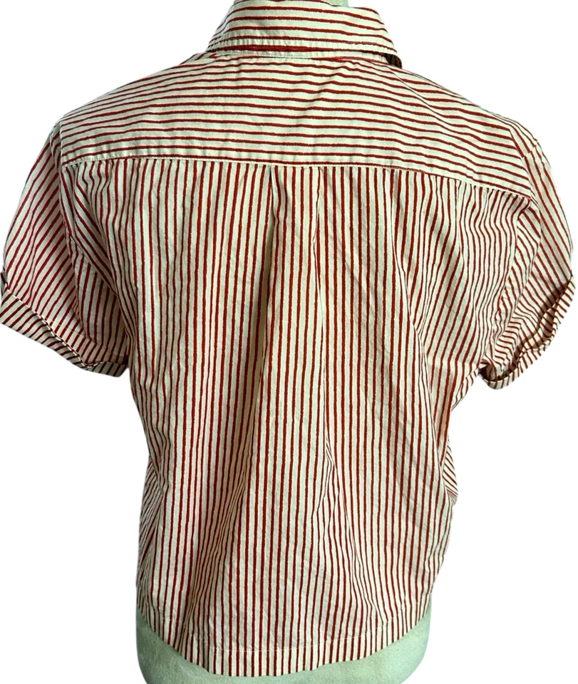 J. Crew 女式 100% 棉 2 件套睡衣上衣短裤套装红色白色 S 码 — 第 4/4 张图片