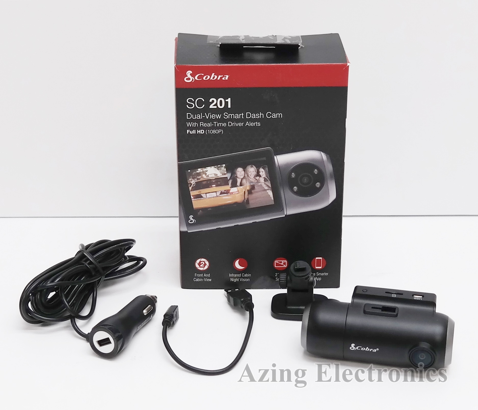 Cobra SC201 Dual View Smart Dash Cam with BuiltIn Cabin View Black