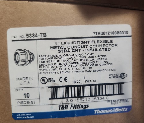 Thomas and Betts 5334 1" conector de conducto hermético acero recto metal T&B - Imagen 4 de 4