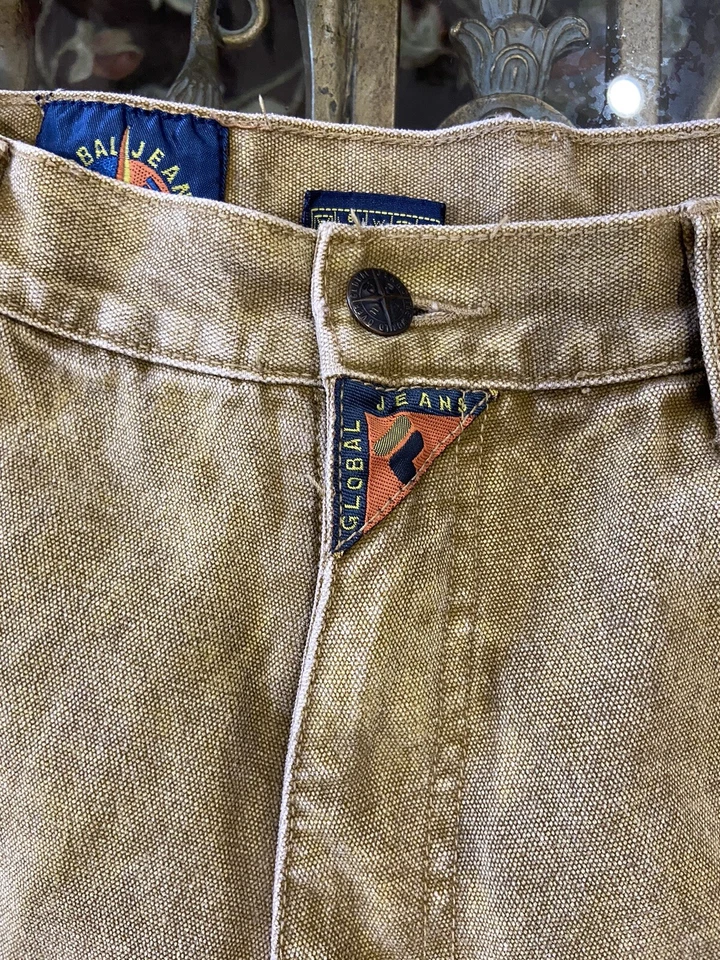 Pantalones Cortos Vaqueros Fila Global De Colección Para Hombre 32 Bolsillos Beige Lona Chino Carga Foto 3 de 4