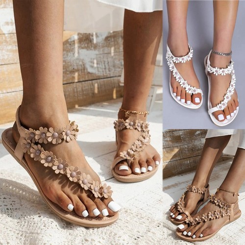 Mujeres Planas Florales Roma Chanclas Boho Sandalias Informales Zapatos * - Imagen 16 de 30
