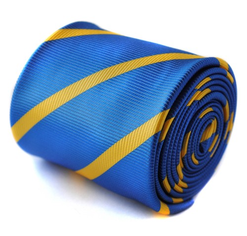 Frederick Thomas royal blue and yellow gold stripe tie RRP £19.99 FT824 - Picture 1 of 4