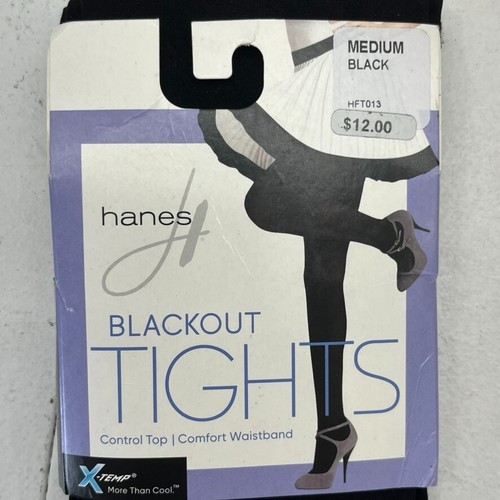 Hanes Black Blackout Control Top Tights Women's Size Medium NEW - Picture 4 of 4