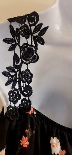 ÚNICA TUYA; Blusa/Top Floral Mangas Largas Negra/Rosa Mangas Largas L; Nueva con Etiquetas - Imagen 4 de 24