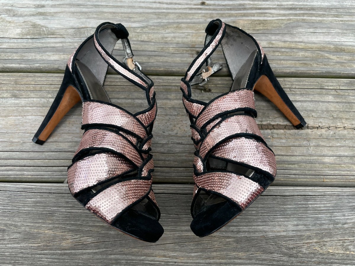 Antonio Melani Women Heels Pink Sequence Ladies Strappy Sandal