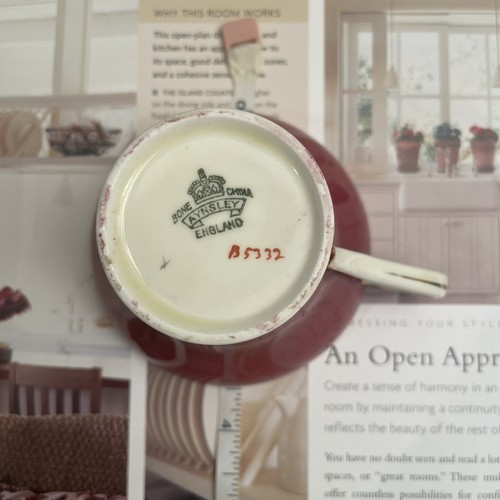 Vintage Aynsley Morning Glory Corset Red & Cobalt Blue 2 Tea Cup & Saucer Sets - Picture 18 of 20