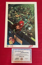 Spider-Man Mary Jane Villains Cartoon Litho Signed by Stan Lee Marvel with COA