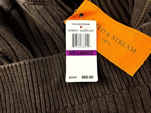 Field Stream 1/4 Zip Ribbed Knit Sweater Brown Mens 2XL NWT Fall Mock - Picture 9 of 12