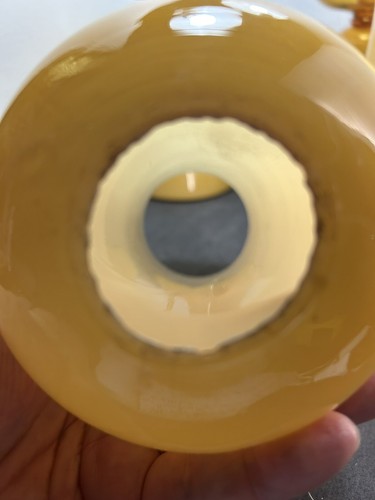 Vtg LE Smith Honey Butterscotch Cased Glass Hurricanes Lamps Chips Chimneys 13.5 - Picture 8 of 11