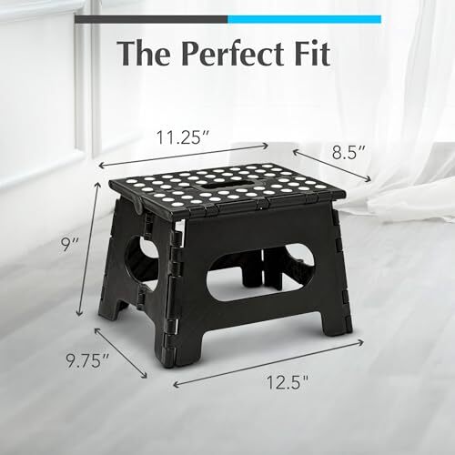 - Folding Step Stool is Sturdy Enough to Support Adults and Safe 9-Inch Black - Picture 6 of 7