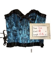Corset Women  s 36 Turquoise Black Lace NWT