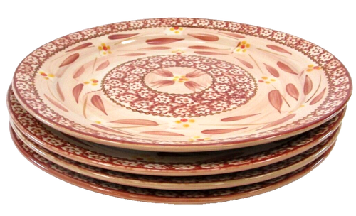 Temptations by Tara Old World Cranberry Pink Red Set of 4 Dinner Plates 10.5" - Picture 12 of 12