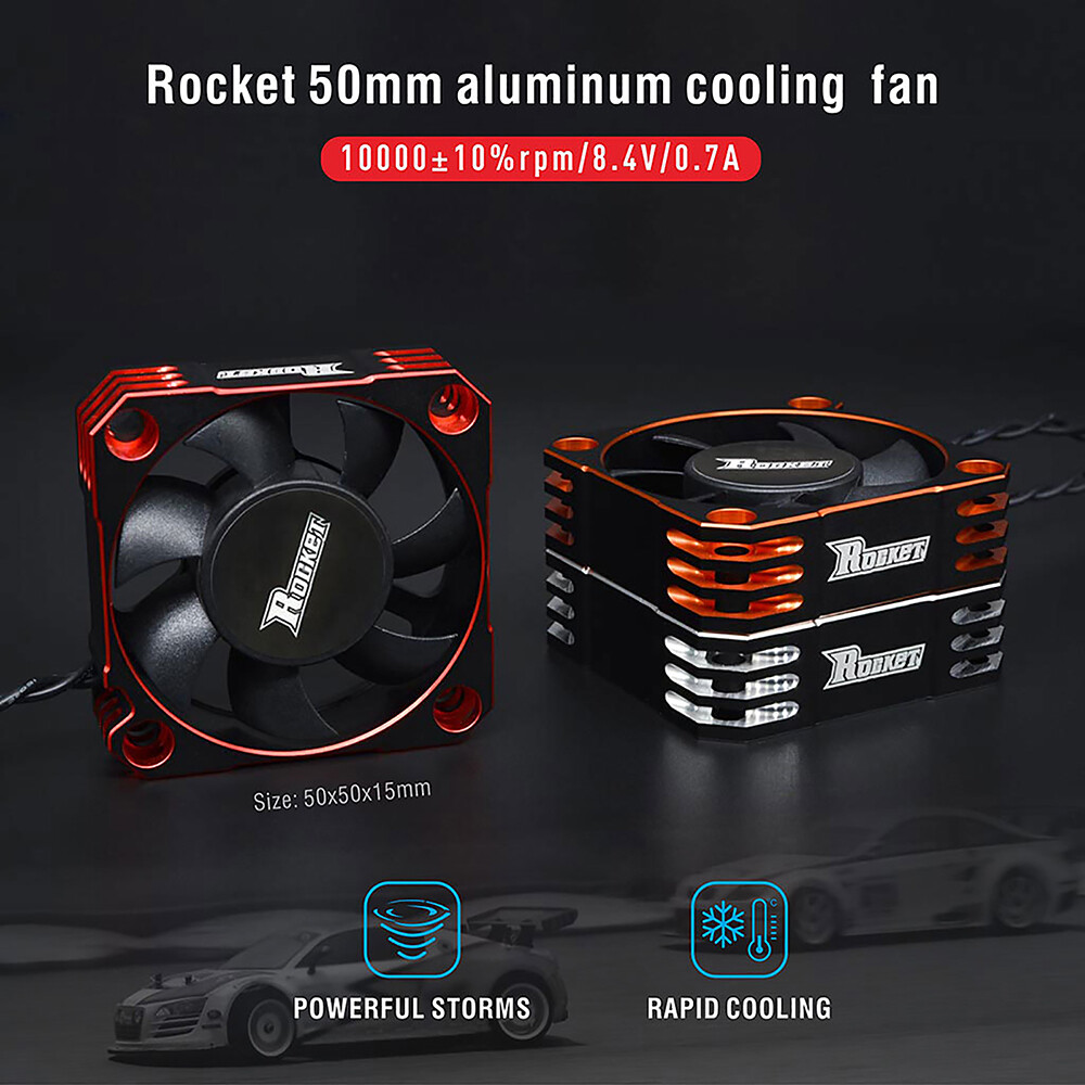 Rocket 50mm motor Cooling Fan 10000RPM for 1//8 1//5 1//6 RC Car Brushless motor