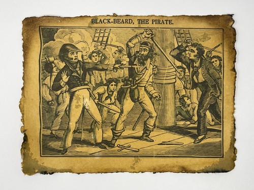 Pirate Blackbeard Art Print Treasure Shipwreck Pirates Poster Distressed Print - Picture 2 of 9