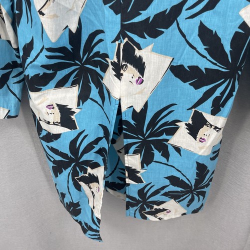 Vintage 90s Kimono Top Blouse Women 7/8 Nagel Style Portrait Face USA y2k Whimsy - Picture 4 of 12