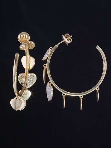 PENDIENTES DE ARO DE CORAZÓN DE DIAMANTE Y ORO DE 3,06 QUILATES HECHOS POR PIRANESI - Imagen 6 de 7