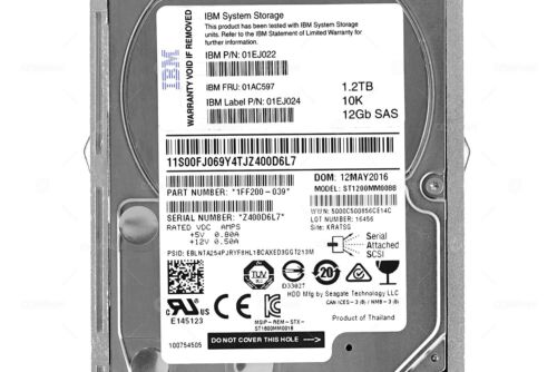 01AC597 IBM HDD 1.2TB 10K SAS 12G 2.5" SFF FOR STORWIZE V5000 G1 G2 - Picture 4 of 8
