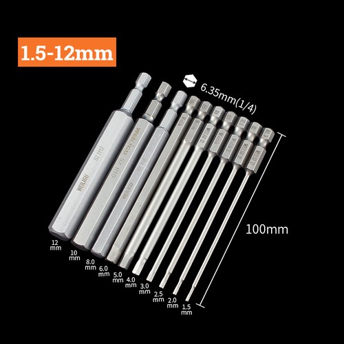 100 150 200 300mm Extra Long Hex Key Allen Bit Set Magnetic Quick Change Connect - Picture 31 of 32