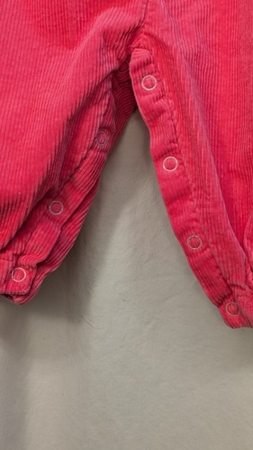 Vintage girls Sz Infant 12M 90s Pink Corduroy Bubble Romper Overall Pants heart - Picture 4 of 8