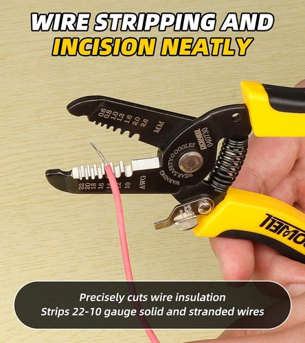 10-22 Awg Wire Stripper And Cutter Yellow Black Durable Tool For Diy Home Use - Bild 6 von 7