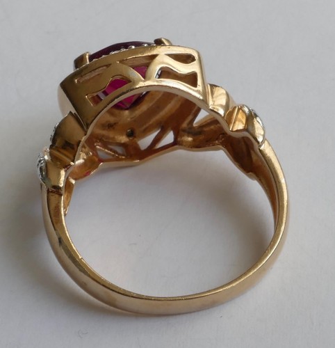 Ring roter geschliffener Edelstein 925 Silber vergoldet Vintage 90er ring silver - 第 3/5 張圖片