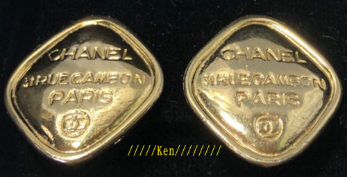 CHANEL Earrings AUTH Coco Logo Mark Vintage 31 RUE CAMBON GOLD CC Clip On F/S - Picture 1 of 7