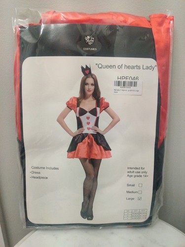 Wonderland Queen Of Hearts Lady Costume Size Large Cosplay Sexy Dress New - Picture 7 of 9