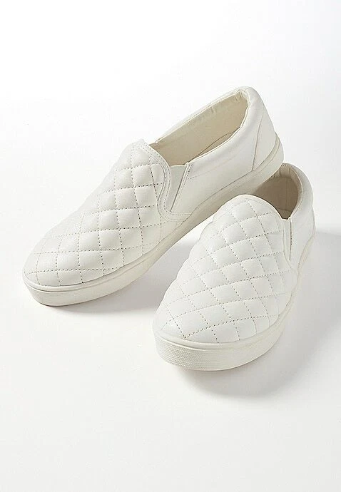 White quilted slip cheap on sneakers