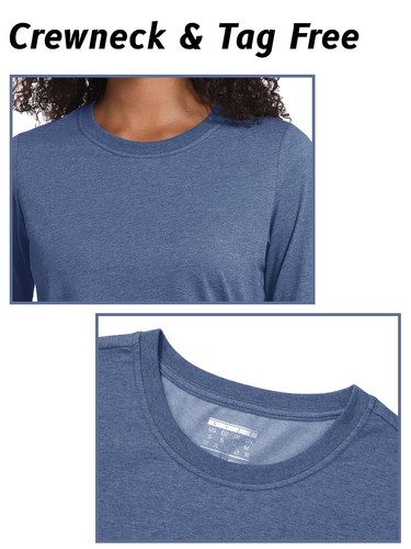 Damen Baumwolle Rundhalsausschnitt T-Shirt Langarm Freizeit Trainingsshirts Sport Arbeit Tops - Bild 143 von 150