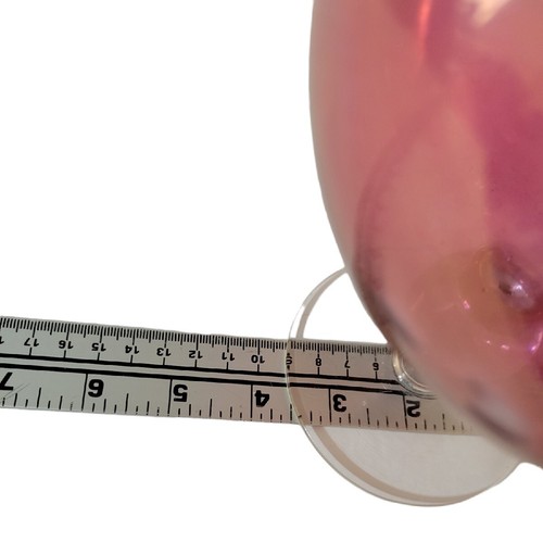 Vintage Cranberry Stained Glass Vase With Etched Flower Design Globe Style - Picture 7 of 9