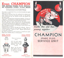 1930s CHAMPION SPARK PLUGS vintage advertising brochure SPARK PLUG SERVICE UNIT