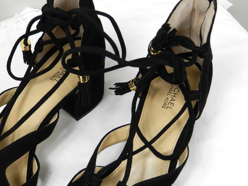 Michael Kors Sandalen Damen 8,5 M Knöchelriemen Pumps schwarz Wildleder Absatz - Bild 3 von 9