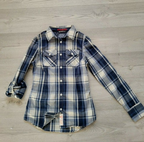 SUPERDRY Roll sleeve Shirt  Blue Color Size UK S mint condition