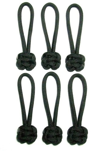SET MIT 6 SCHWARZ 550 PARACORD 2-5/8" REISSVERSCHLUSS-VERLÄNGERUNGEN