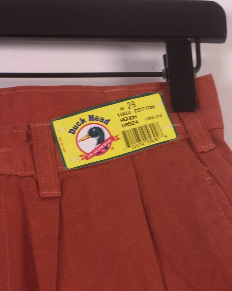 Pantalones Cortos De Colección Años 80 Cabeza de Pato Nuevos con Etiquetas Nuevo en Lote Antiguo Canela Lona Talla 29 Foto 4 de 4