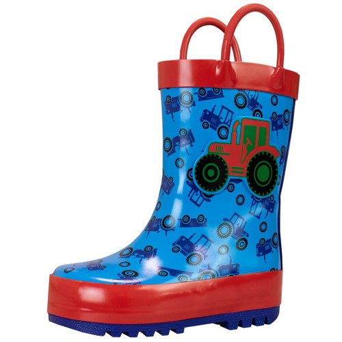 Jungen Wellies Wellington Stiefel UK Schuhgröße 5-13 Traktor blau rot Traktor - Bild 1 von 6