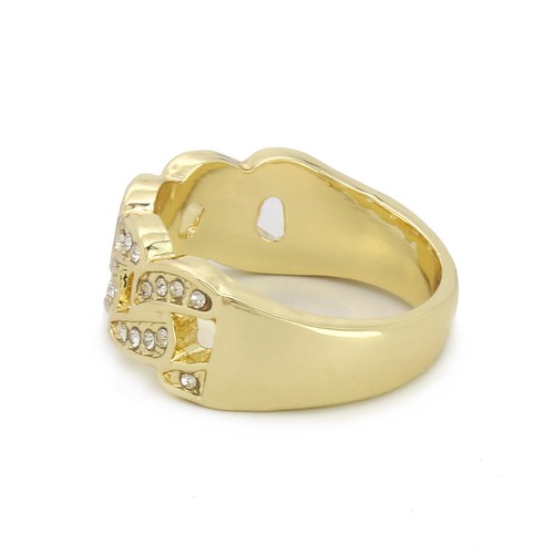Men's Miami Cuban Ring 14k Gold Plated Cubic-Zirconia High Fashion Hip Hop - Picture 3 of 5