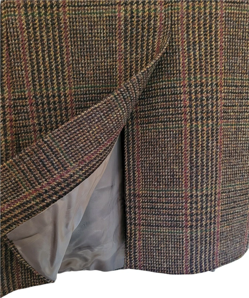 Vtg Polo Ralph Lauren Glen Plaid Wool Tweed Leather Elbow Patched Jacket  42 R - Image 3 of 4